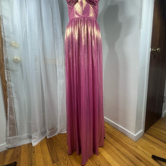 Glamorous Strapless Pink Evening Gown - Picture 3 of 6
